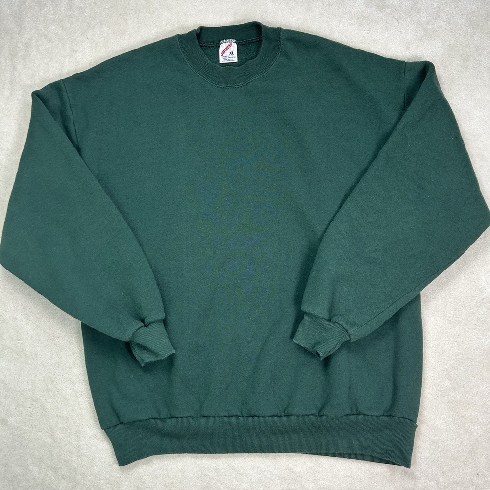 Vintage 90s Jerzees Sweatshirt Crewneck Green Crewneck Blank USA Made Fleece